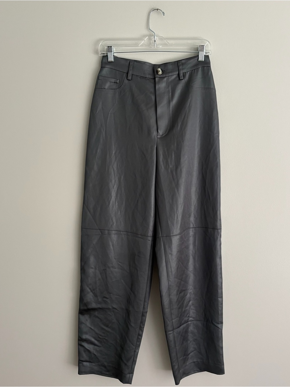 Nanushka Gray Straight-Leg Pants Size M